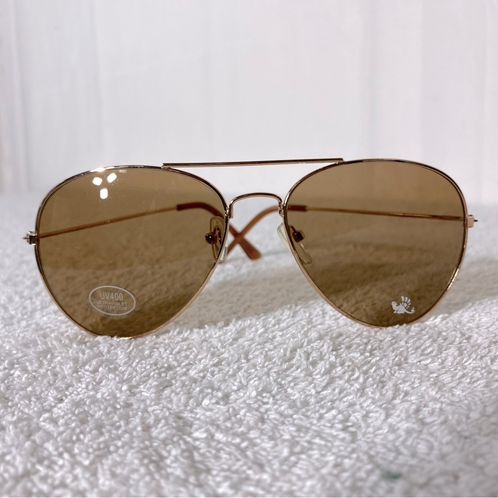 Women’s Gold Frame Brown Lens Aviator Sunglasses